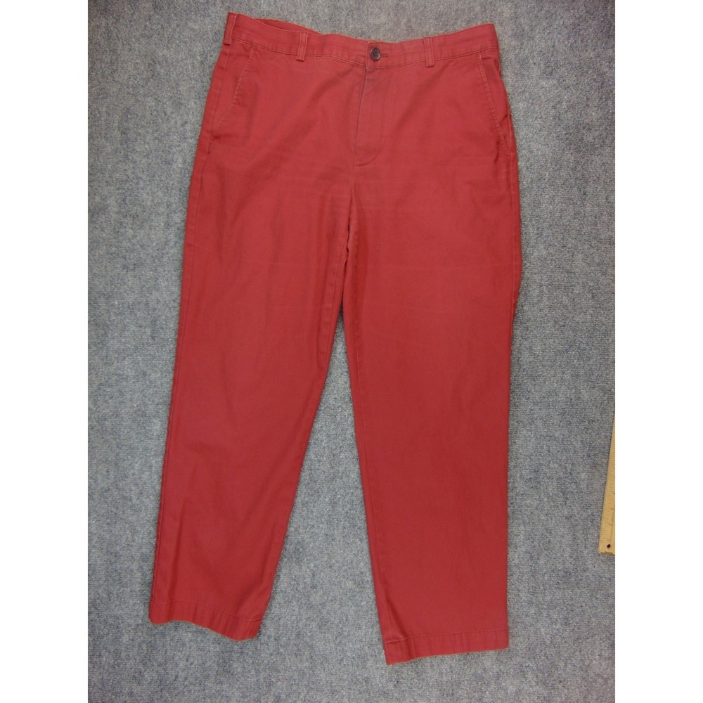 Brooks Brothers 346 Chino Pants Mens 35x30 Red Solid Cotton Preppy Ivy League